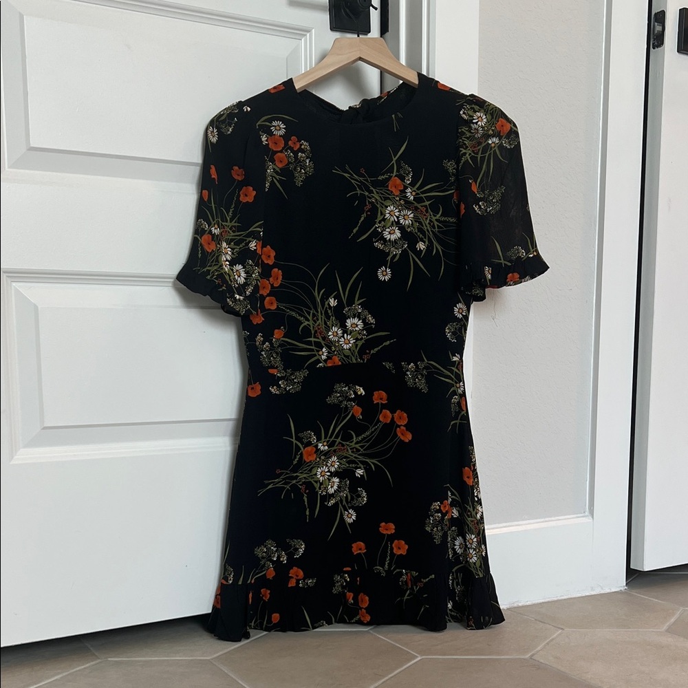 Reformation Black Floral Mini Dress